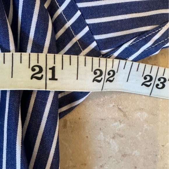 Lauren Ralph Lauren Navy Striped Button Down Shirt - Picture 6 of 7